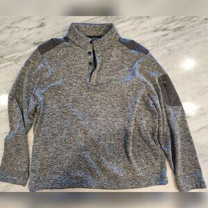 Greg Norman 1/4 Button Pullover Golf Sweatshirt Gray Fleece Lined Men's Large